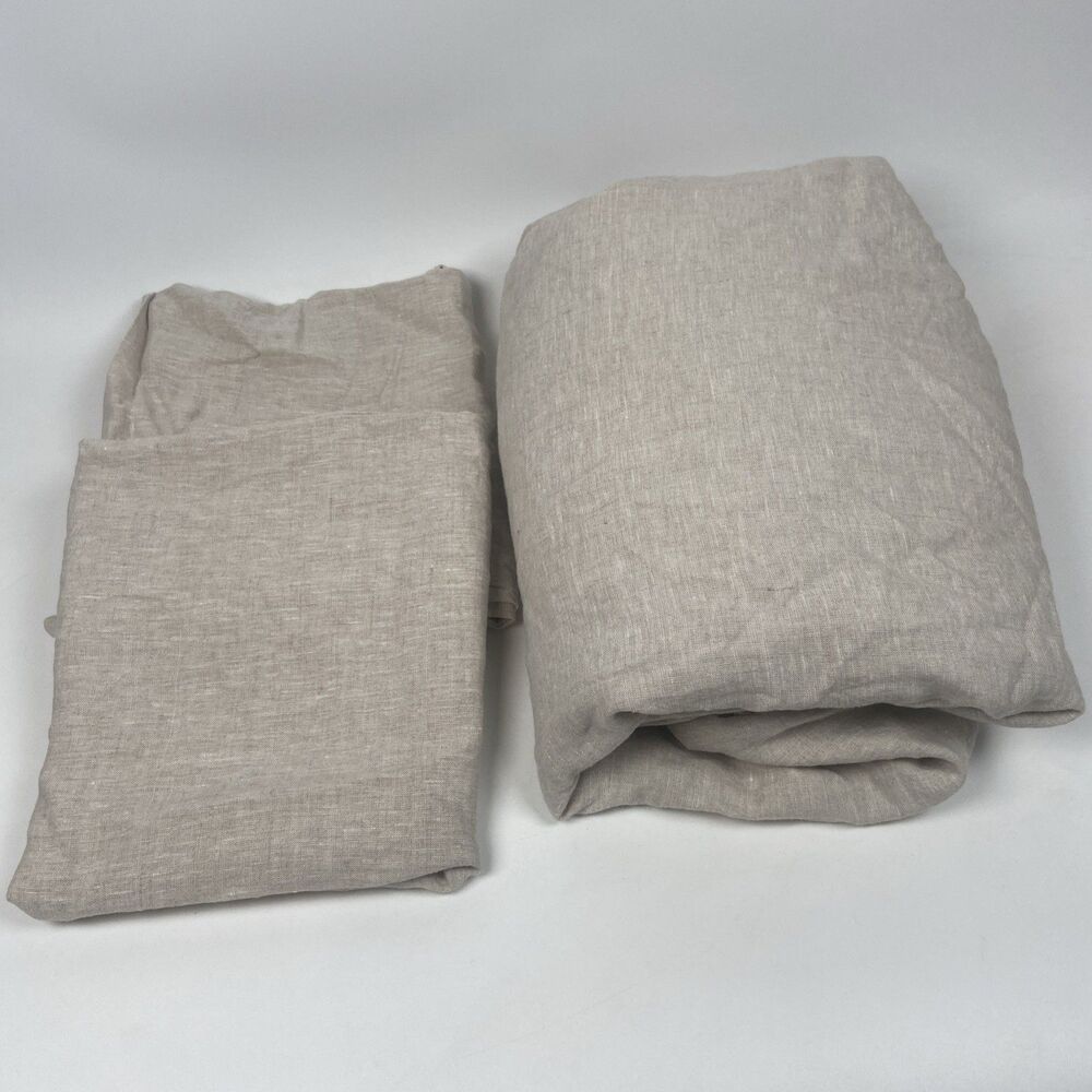 Quince European Linen 3 Piece Sheet Set Queen Natural Chambray
